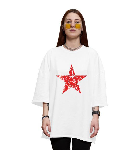 Женская футболка оверсайз с изображением USSR Star цвета Белый