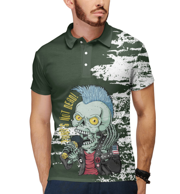 Мужское поло с изображением Punk's not dead цвета Белый