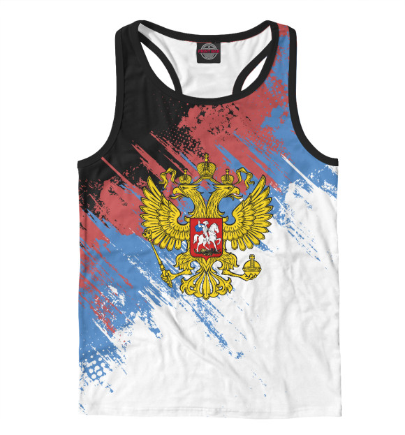 Мужская майка-борцовка с изображением Герб России цвета Белый