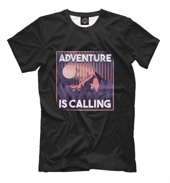 Мужская футболка с изображением Adventure is calling цвета Белый