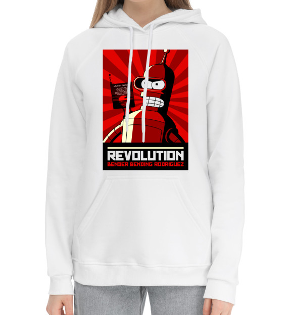 Женский хлопковый худи с изображением Revolution Bender Bending Rodriguez цвета Белый