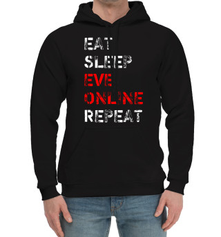 Мужской хлопковый худи Eat Sleep EVE Online Repeat