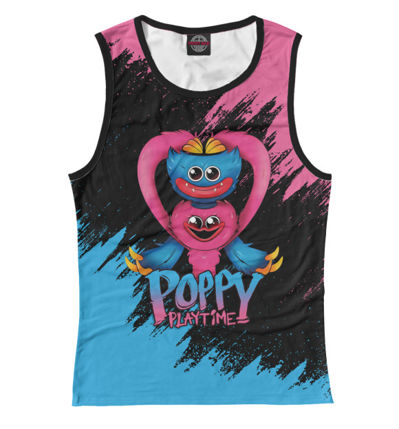 Женская майка с изображением Poppy Playtime Хагги Вагги и Кисси Мисси цвета Белый