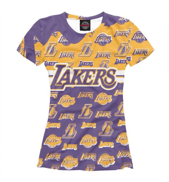 Женская футболка с изображением Los Angeles Lakers цвета Белый