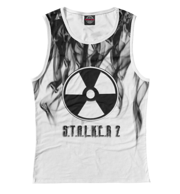 Женская майка с притом Сталкер | Stalker 2 цвета Белый Женская майка с изображением Сталкер | Stalker 2 цвета Белый