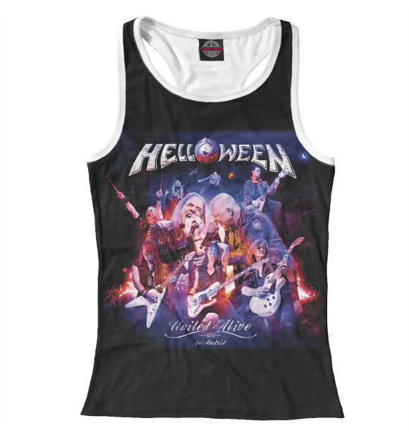 Женская майка-борцовка с притом Helloween цвета Белый Женская майка-борцовка с изображением Helloween цвета Белый