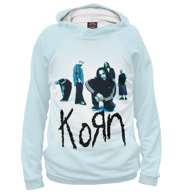Женское худи с изображением Группа Korn цвета Белый