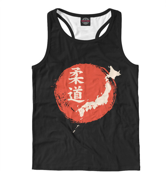 Мужская майка-борцовка с притом Дзюдо - Япония цвета Белый Мужская майка-борцовка с изображением Дзюдо - Япония цвета Белый