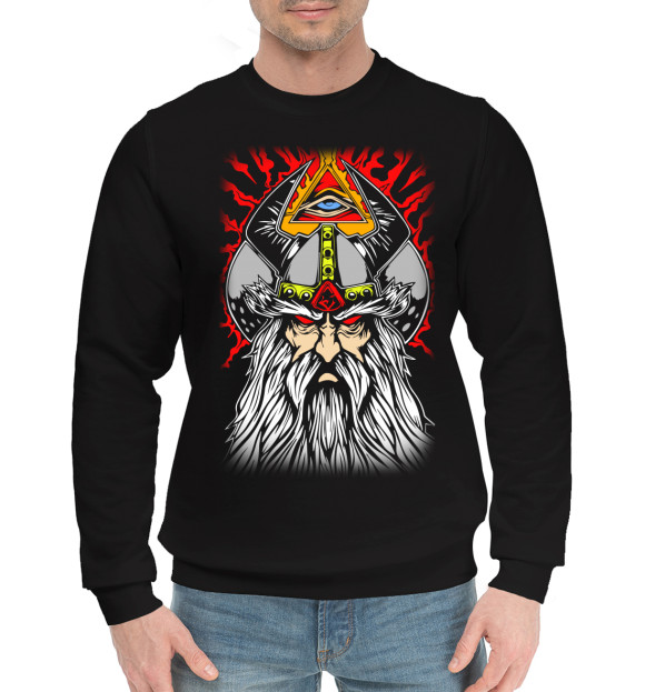 Мужской хлопковый свитшот с изображением Один цвета Черный