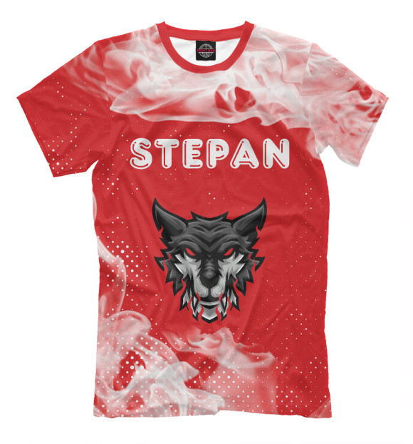 Мужская футболка с изображением Stepan / Тигр / Яркий цвета Белый