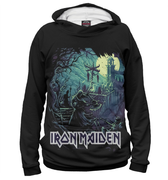 Женское худи с изображением Iron Maiden цвета Белый