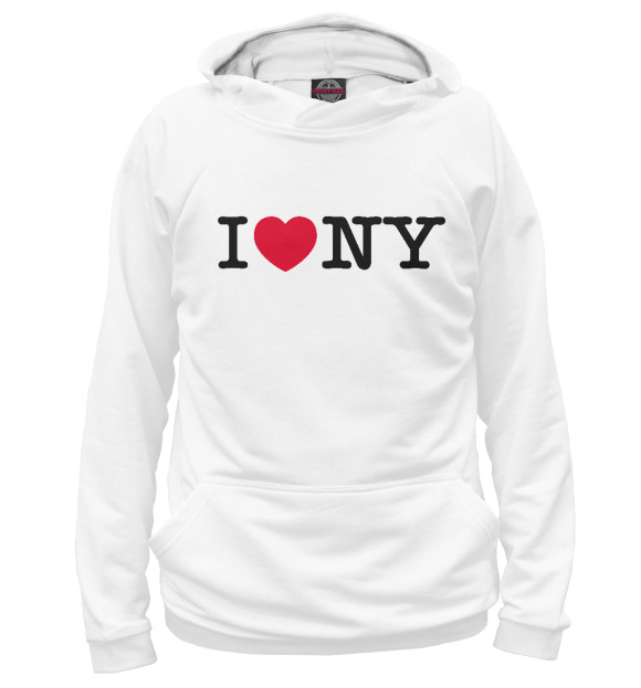 Мужское худи с притом I Love New York цвета Белый Мужское худи с изображением I Love New York цвета Белый