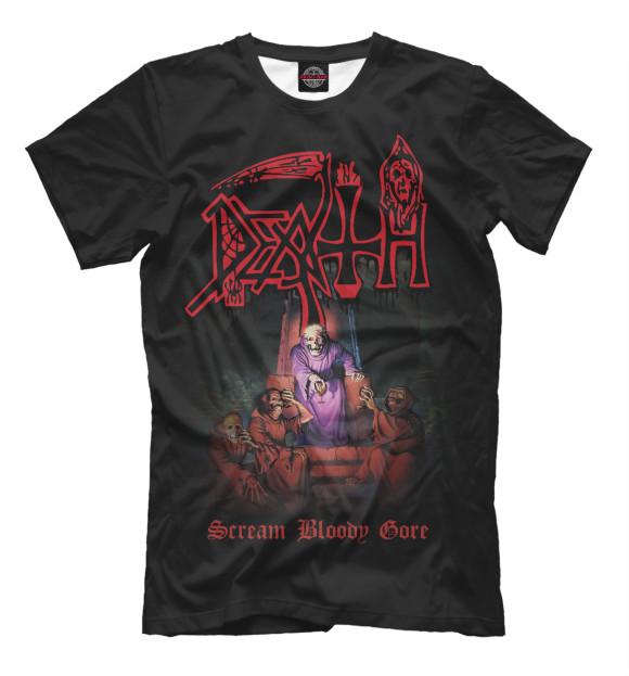 Мужская футболка с изображением Death - Scream Bloody Gore цвета Белый