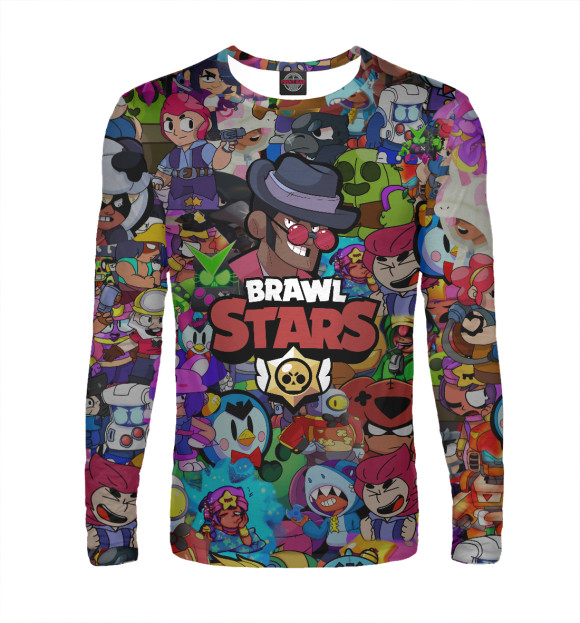 Мужской лонгслив с притом Brawl Stars:Brock цвета Белый Мужской лонгслив с изображением Brawl Stars:Brock цвета Белый
