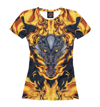 Женская футболка Тигр в огне