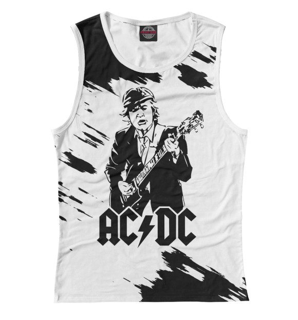 Майка для девочки с изображением AC/DC цвета Белый