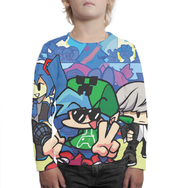 Свитшот для мальчиков с изображением Friday Night Funkin цвета Белый