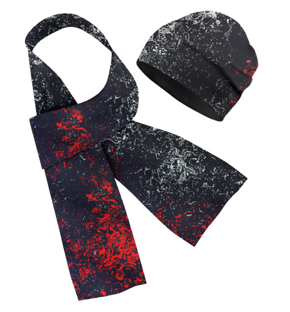 Шарф и шапка с притом Брызги красок цвета Белый Шарф и шапка с изображением Брызги красок цвета Белый