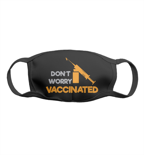 Маска тканевая с изображением Vaccinated цвета Белый