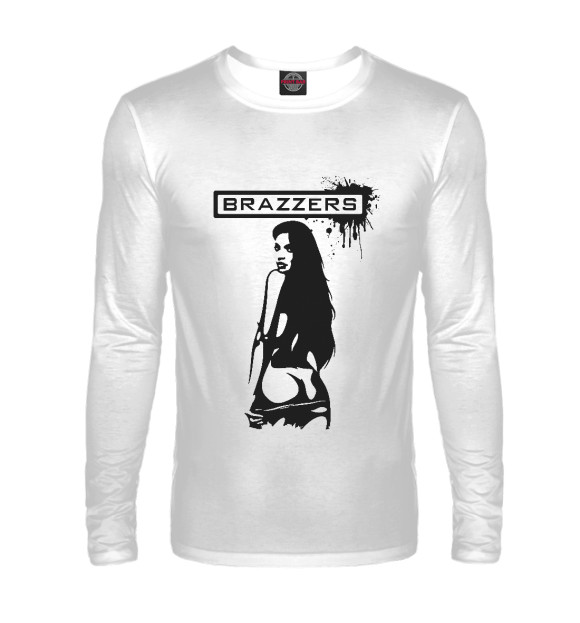 Мужской лонгслив с изображением Brazzers цвета Белый