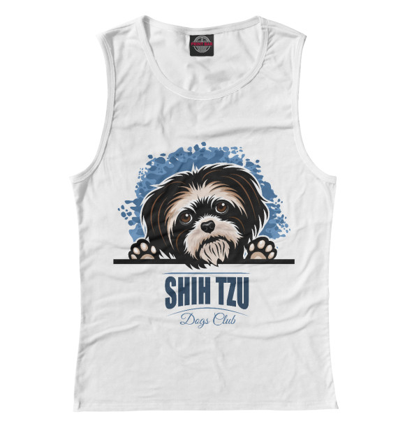 Майка для девочки с изображением Ши-тцу цвета Белый