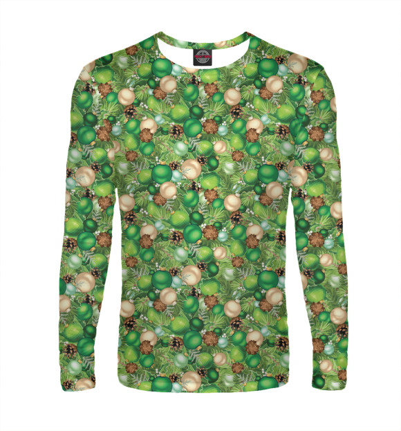 Мужской лонгслив с изображением Новый Год цвета Белый