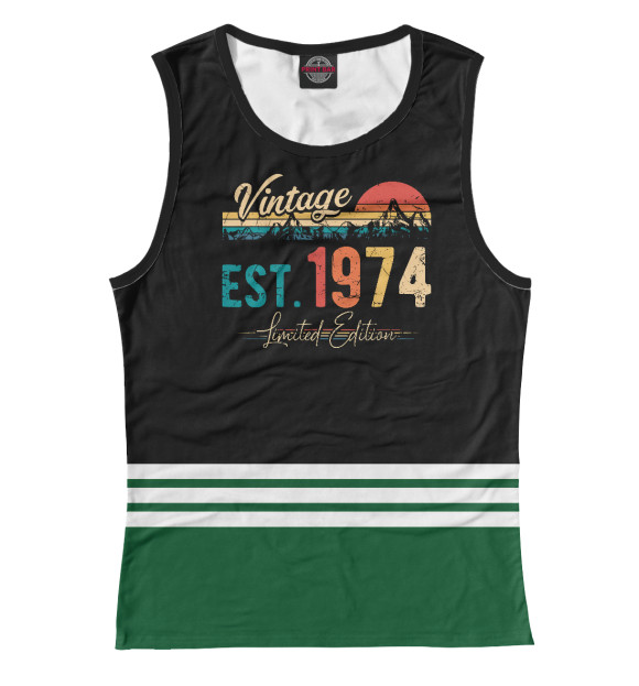 Женская майка с изображением Vintage 1974 Retro цвета Белый