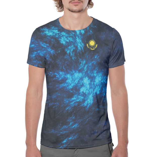 Мужская футболка с притом Kazakhstan цвета Белый Мужская футболка с изображением Kazakhstan цвета Белый