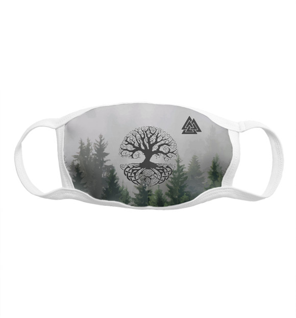 Маска тканевая с изображением Славянские символы цвета Белый