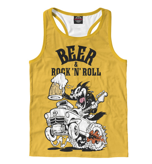 Мужская майка-борцовка с изображением Beer & Rock 'n' Roll цвета Белый