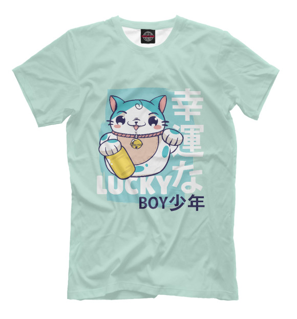 Мужская футболка с изображением Lucky Boy цвета Белый