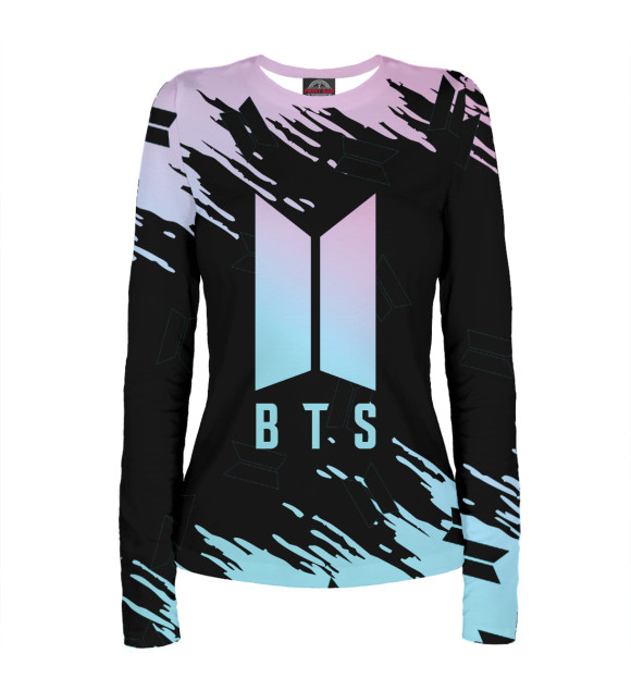 Женский лонгслив с изображением BTS цвета Белый