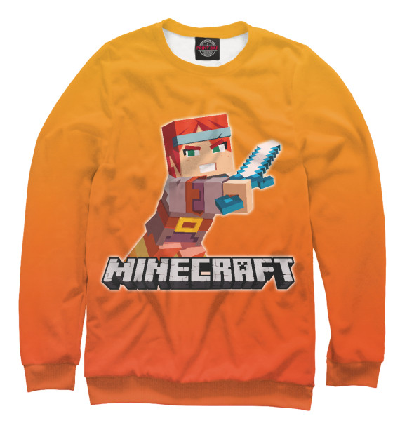 Женский свитшот с изображением Minecraft - Warrior цвета Белый