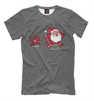 Мужская футболка Бык и Дед Мороз