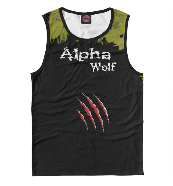 Мужская майка с притом Alpha Wolf цвета Белый Мужская майка с изображением Alpha Wolf цвета Белый
