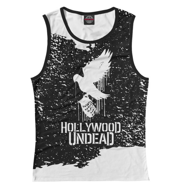 Майка для девочки с притом Hollywood Undead цвета Белый Майка для девочки с изображением Hollywood Undead цвета Белый