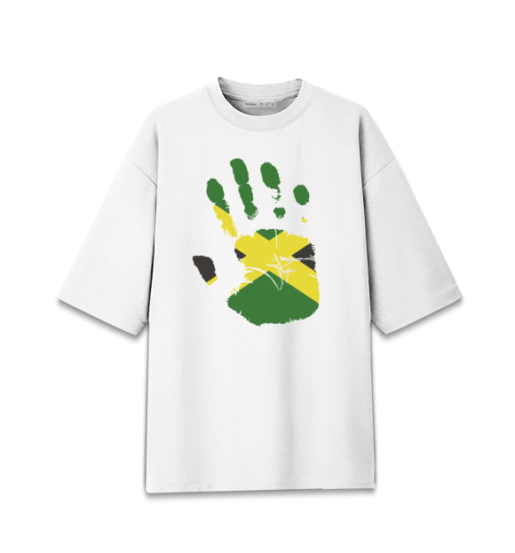 Мужская футболка оверсайз с изображением Рука Ямайки цвета Белый