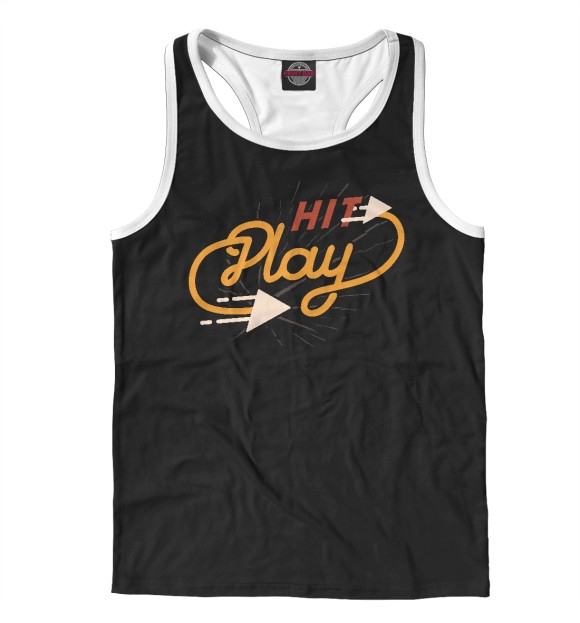 Мужская майка-борцовка с изображением Hit Play цвета Белый