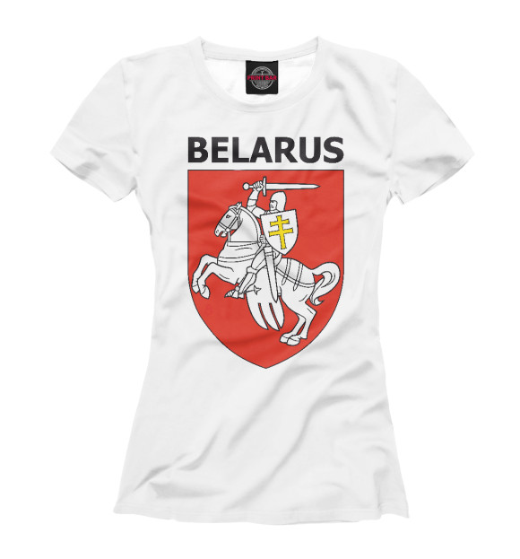 Женская футболка с изображением Belarus цвета Белый