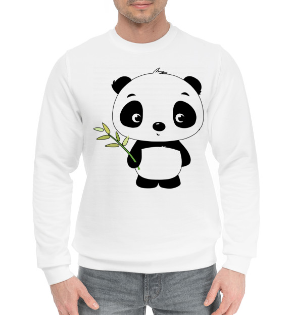 Мужской хлопковый свитшот с изображением Панда цвета Белый