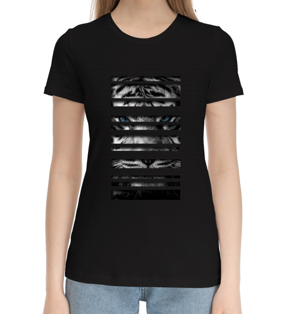 Женская хлопковая футболка с изображением Barrrcode цвета Черный