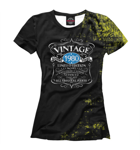 Женская футболка с изображением Vintage 1980 цвета Белый