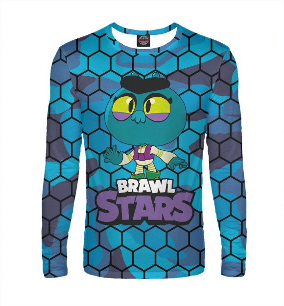 Мужской лонгслив с притом BRAWL STARS EVE цвета Белый Мужской лонгслив с изображением BRAWL STARS EVE цвета Белый