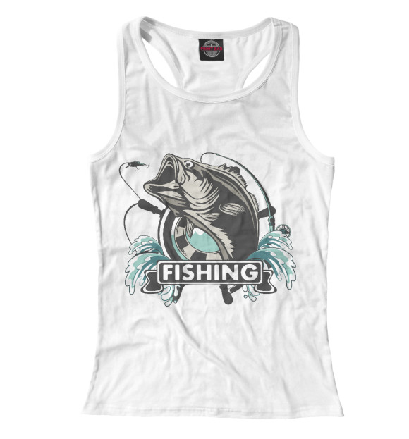Женская майка-борцовка с изображением Рыбалка цвета Белый