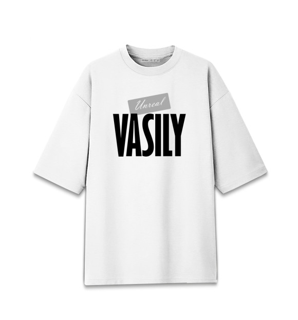 Женская футболка оверсайз с изображением Василий цвета Белый