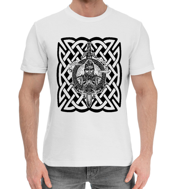Мужская хлопковая футболка с изображением Варяг цвета Белый
