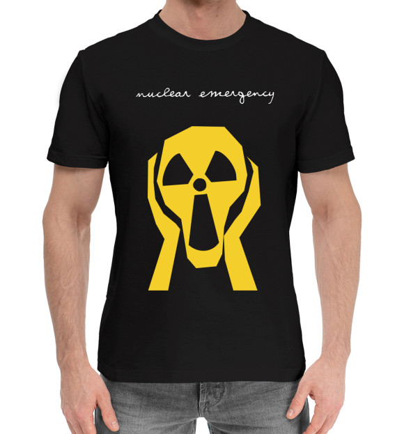 Мужская хлопковая футболка с изображением Радиация цвета Черный