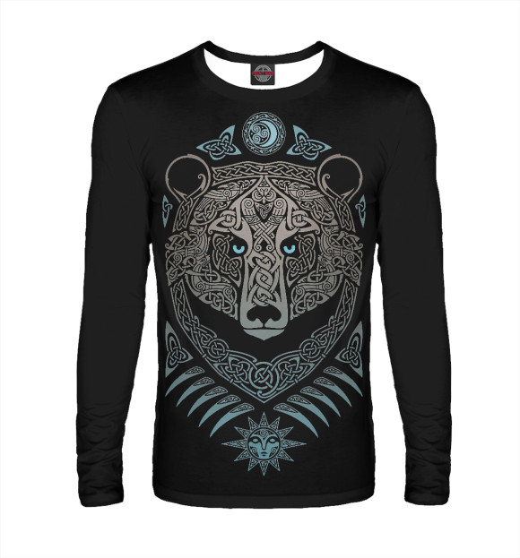 Мужской лонгслив с изображением Русский дух цвета Белый