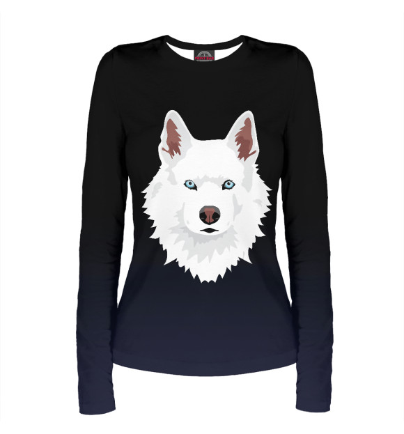 Женский лонгслив с изображением White Siberian Husky цвета Белый