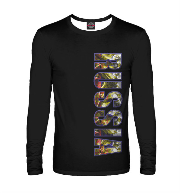 Мужской лонгслив с изображением RUSSIA цвета Белый